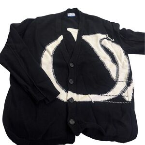 Off-White Black Cardigan with White Graphic Logo
